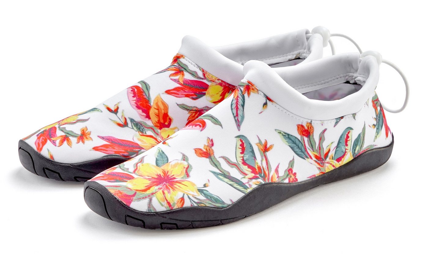 Lascana Badelatsche, Badeschuhe Badeschuh Aquaschuh, Slipper, Wasserschuh ultraleicht und schnelltrocknend VEGAN (weiß)