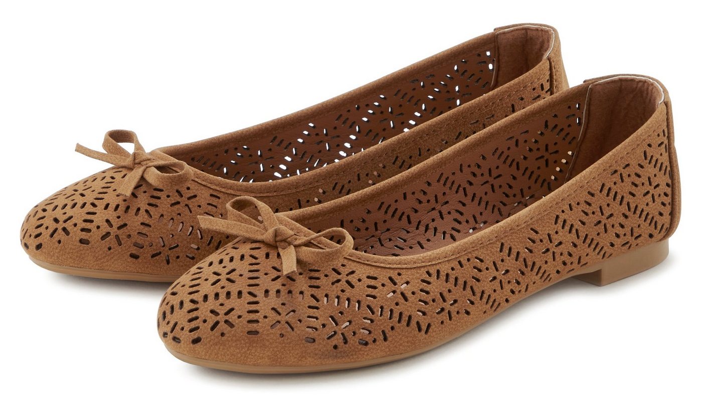 Lascana Ballerina Freizeitschuh, Slipper, Halbschuh mit kleinen Cut-Outs VEGAN (braun)