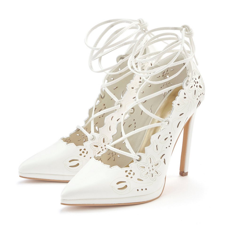 LASCANA Belle Affaire Stiletto Pump mit Cut-Outs, High-Heel-Pumps Mit Schnürbänder und hohem Absatz