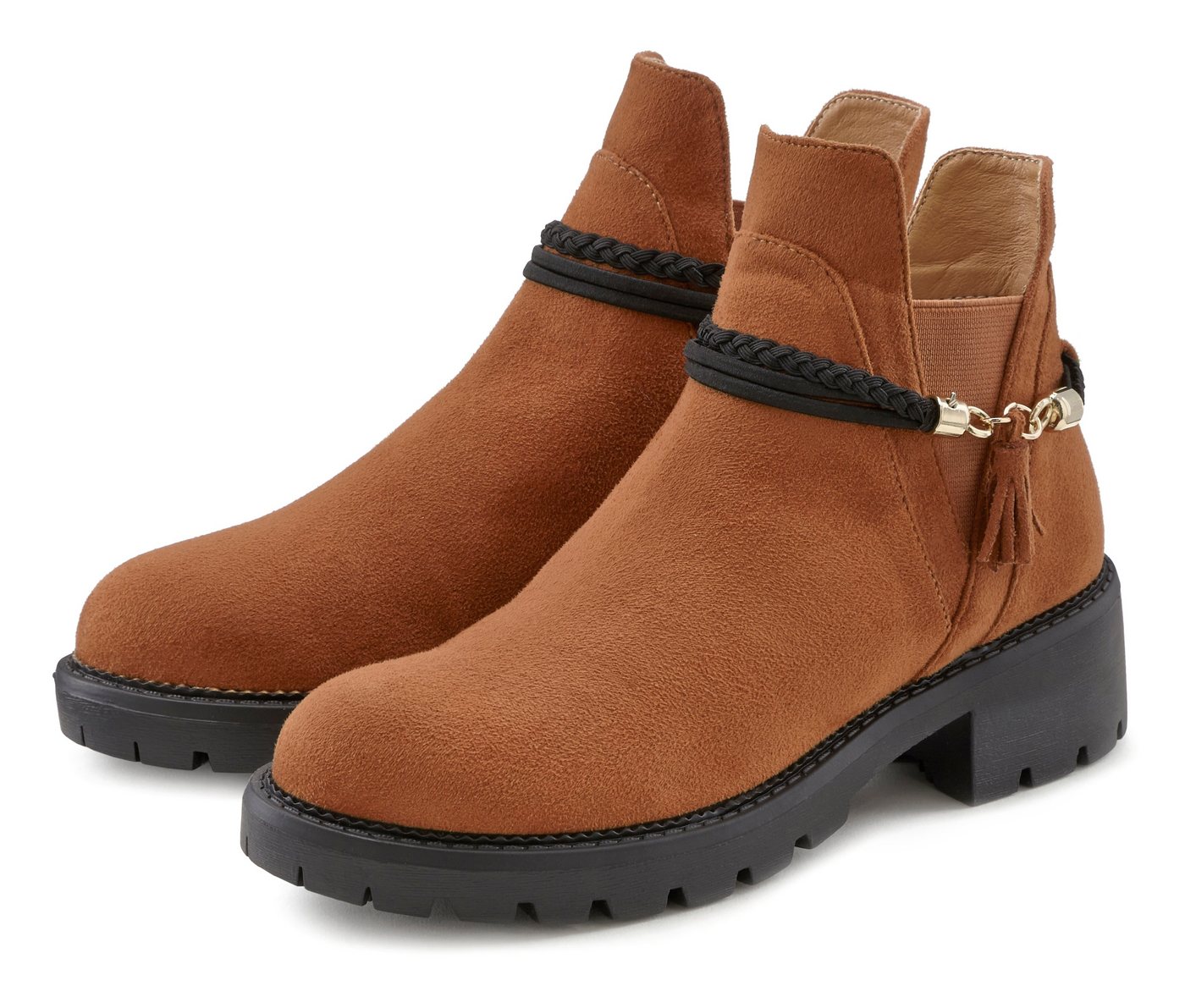 Lascana Chelseaboots mit abnehmbarem Band und Chunky-Sohle, Ankle Boots, Stiefelette