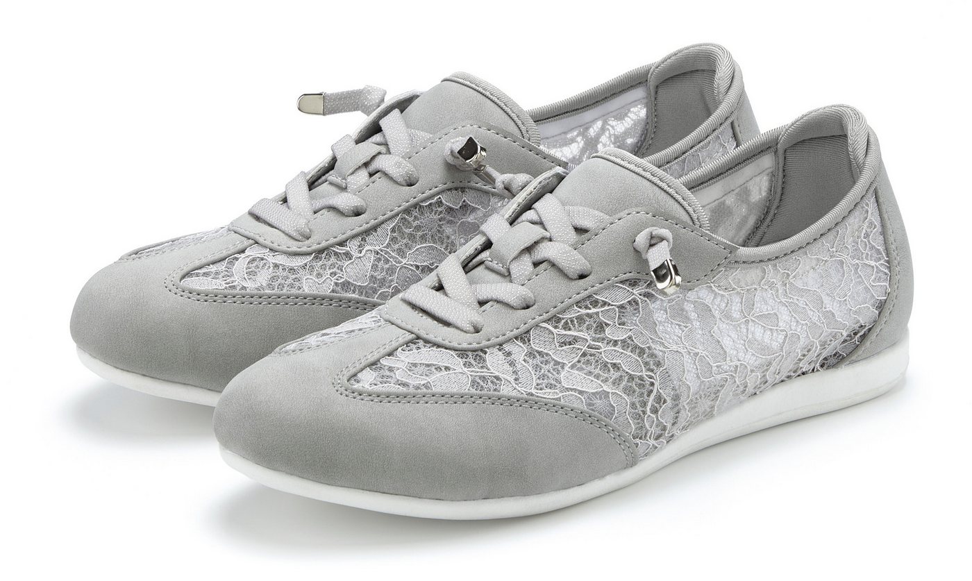 Lascana Freizeitschuh, Halbschuh, Slip-On-Sneaker, mit modischen Spitzendetails & herausnehmbarer Innensohle VEGAN