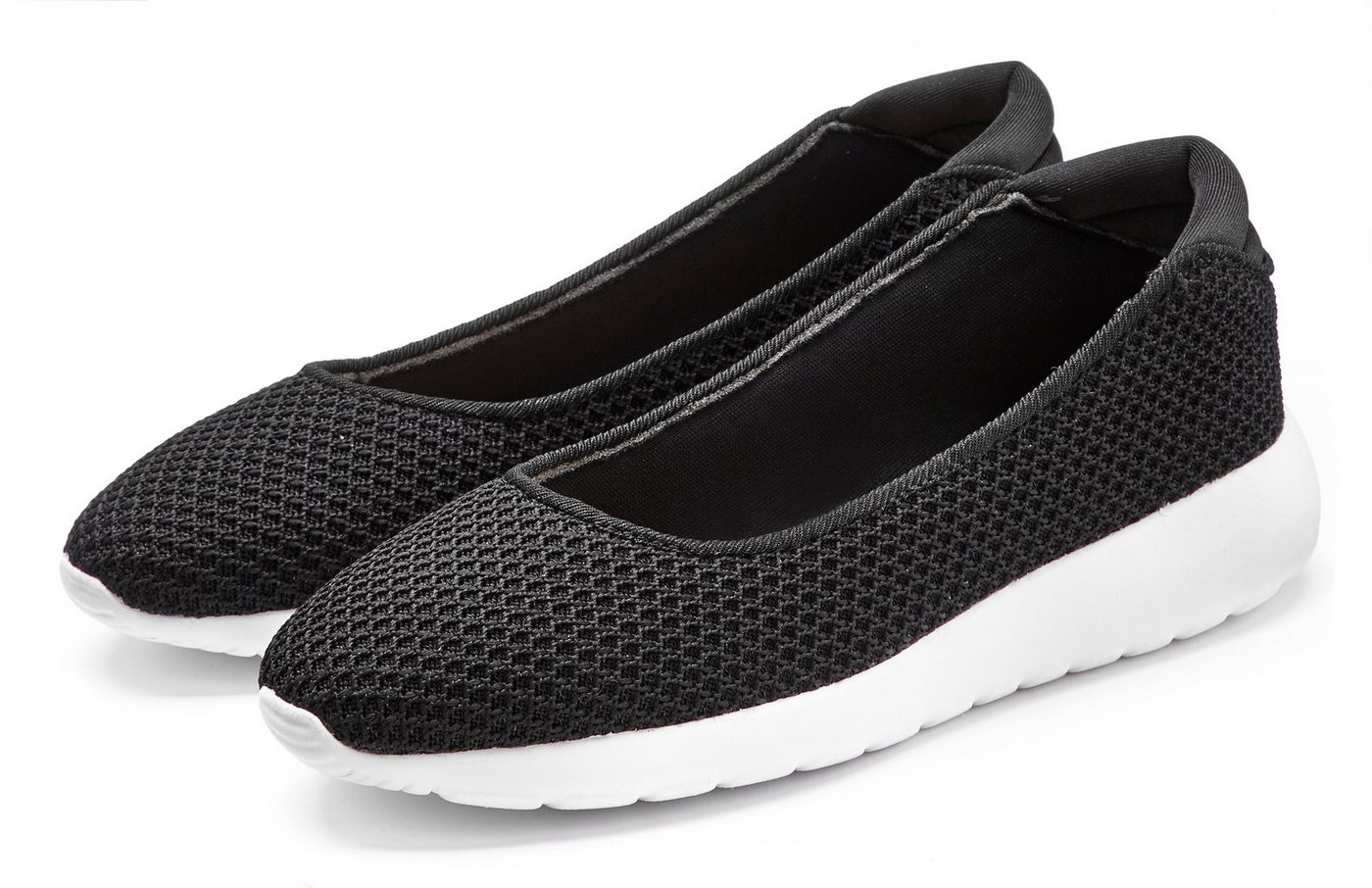 Lascana Freizeitschuh, Slipper, Halbschuh, Ballerina zum Reinschlüpfen, leichte Mesh-Optik VEGAN