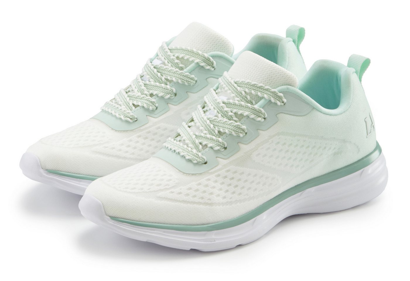 Lascana Halbschuh, Freizeitschuh, Turnschuhe, Sneaker NEU mit modischen Farbdetails VEGAN (weiß/grün)