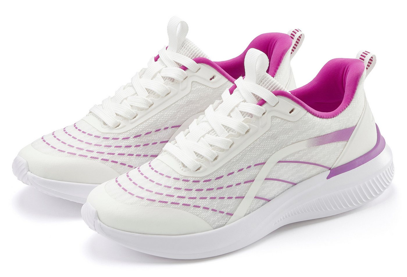 Lascana Halbschuh, Schnürschuh, Freizeitschuh, Turnschuhe, Sneaker aus Textil mit Farbakzenten (lila/weiß)