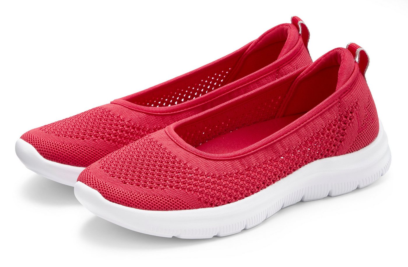 Lascana Halbschuh, Sneaker Ballerinas runde Schuhspitze, ohne Verschluss, innenmaterial aus Textil (rosa)