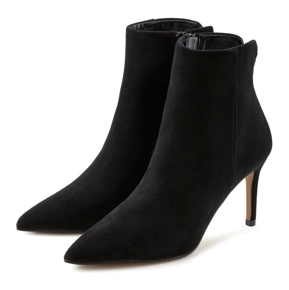 Lascana High-Heel-Stiefelette in spitzer Form & Pfennigabsatz, Reißverschluss Stiefel VEGAN