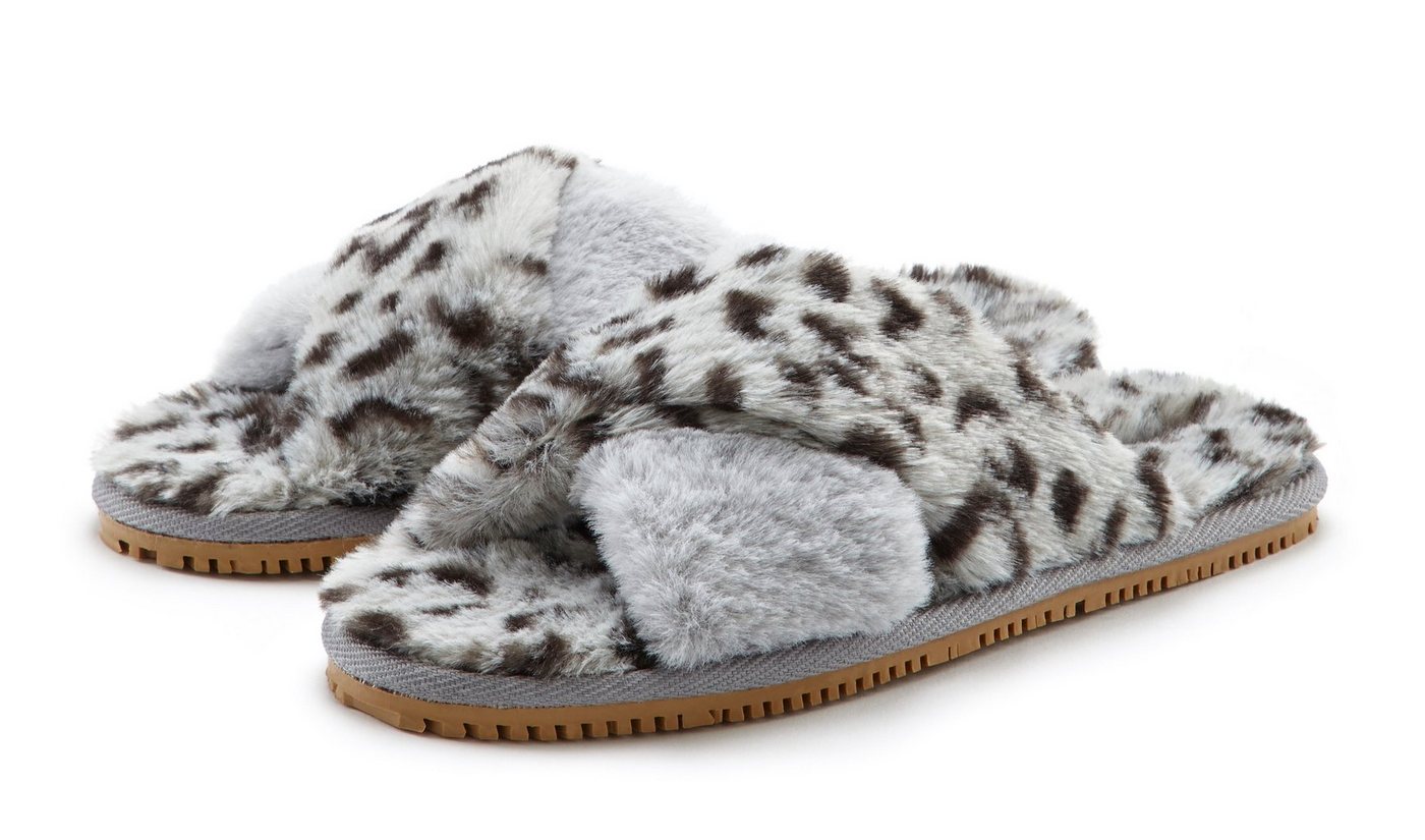 Lascana Mule, Sandale, offener Schuh, Pantolette, Pantoffel, Hausschuh mit Leo Print VEGAN