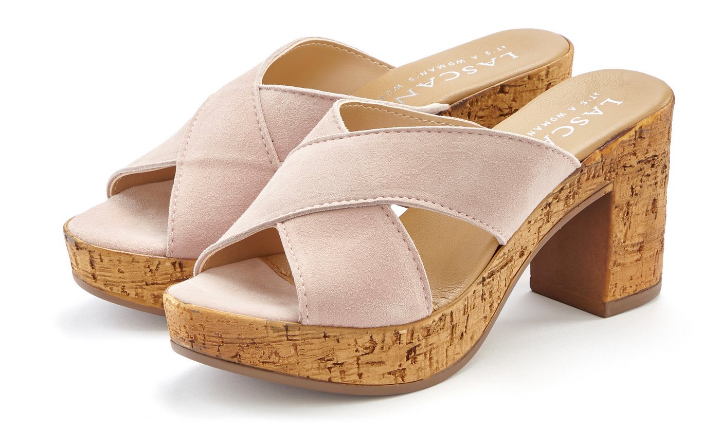 Lascana Pantolette Mule, Sandale, offener Schuh aus Leder mit Blockabsatz