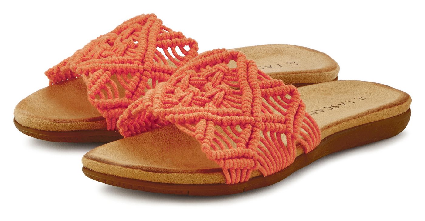 Lascana Pantolette Mule, Sandale, offener Schuh mit modischem Häkelmuster VEGAN (orange)