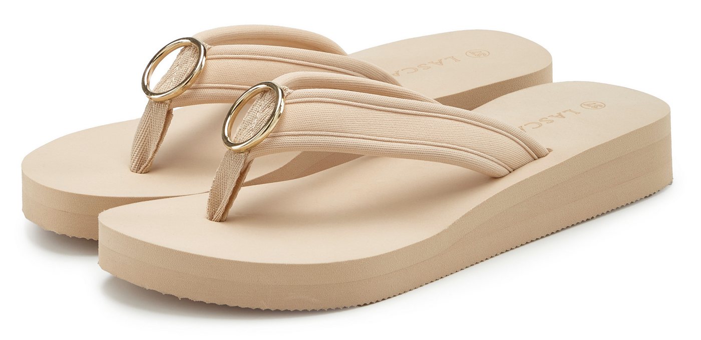 Lascana Sandale, Pantolette, Badezehentrenner Zehentrenner, Badeschuh mit Ringapplikation 