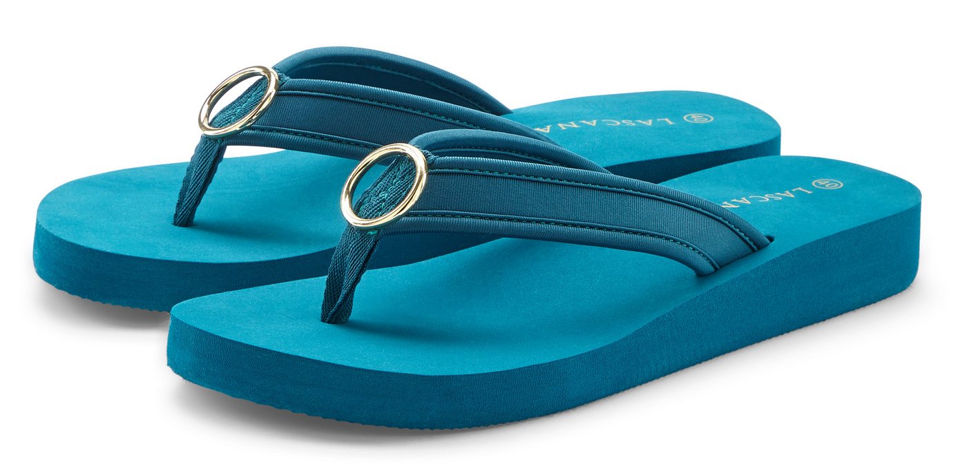 Lascana Sandale, Pantolette, Badezehentrenner Zehentrenner, Badeschuh mit Ringapplikation 