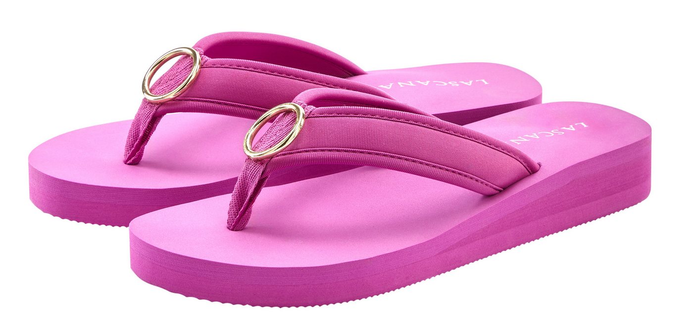 Lascana Sandale, Pantolette, Badezehentrenner Zehentrenner, Badeschuh mit Ringapplikation "Italy" VEGAN