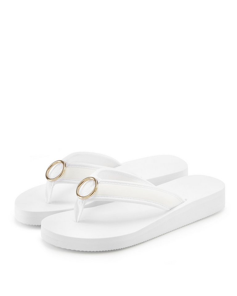 Lascana Sandale, Pantolette, Badezehentrenner Zehentrenner, Badeschuh mit Ringapplikation "Italy" VEGAN