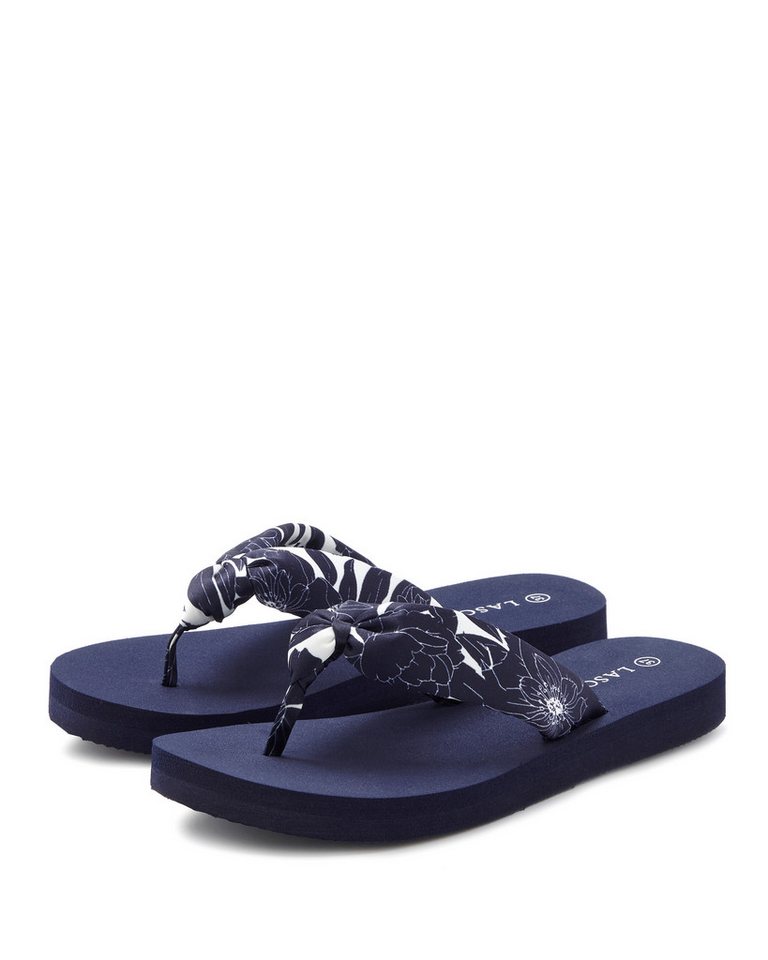 Lascana Sandale, Pantolette, Badezehentrenner Zehentrenner, Badeschuh ultraleicht mit softem Band VEGAN (blau)