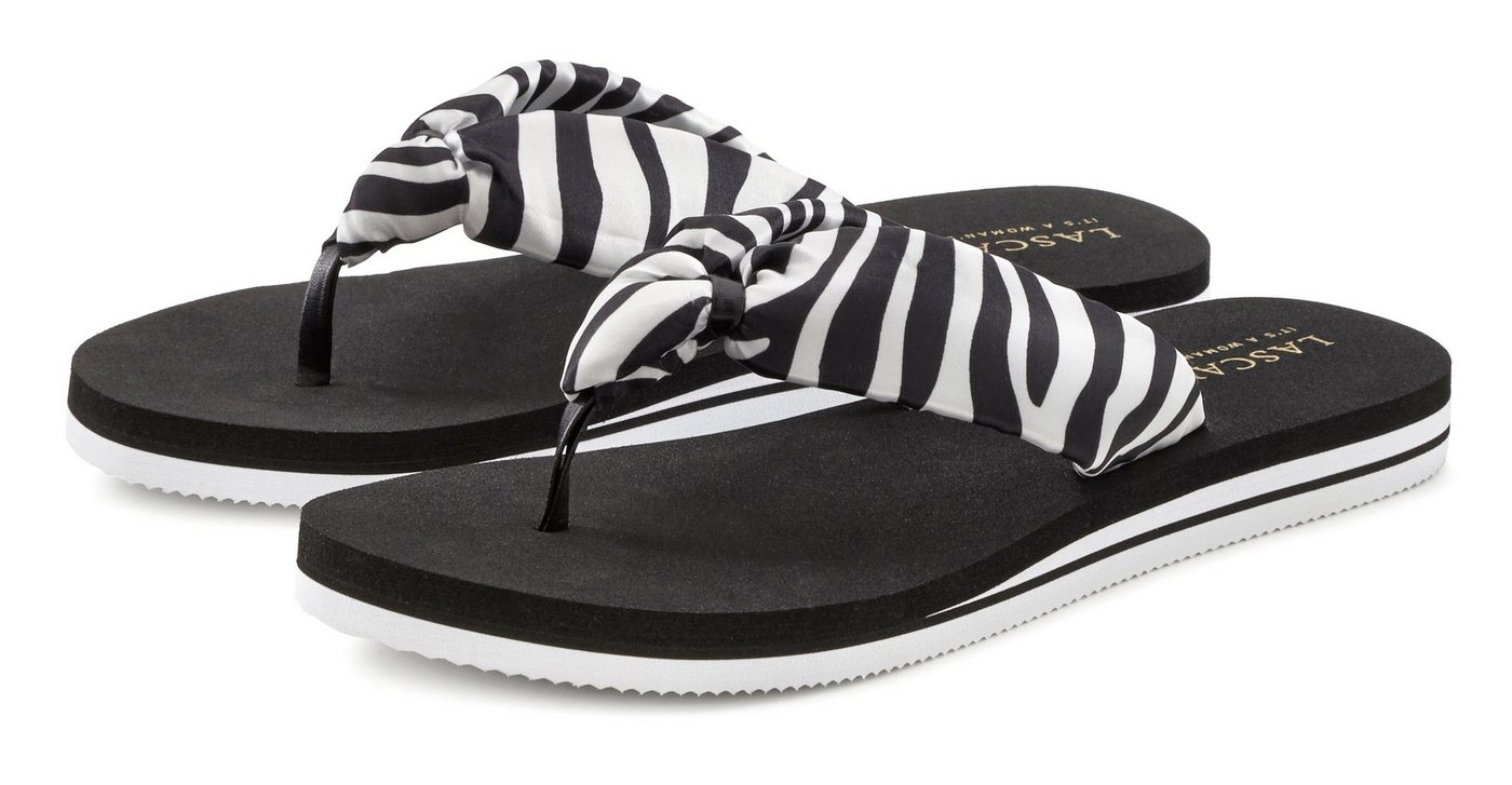 Lascana Sandale, Pantolette, Badezehentrenner Zehentrenner, Badeschuh ultraleicht mit softem Band VEGAN