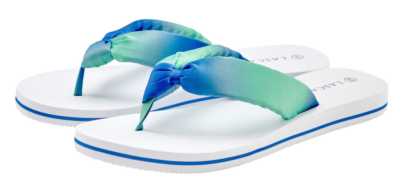 Lascana Sandale, Pantolette, Badezehentrenner Zehentrenner, Badeschuh ultraleicht mit softem Band VEGAN (türkis Farbverlauf)