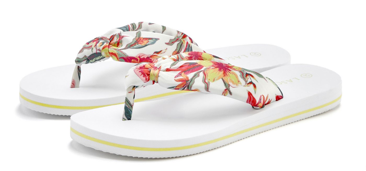 Lascana Sandale, Pantolette, Badezehentrenner Zehentrenner, Badeschuh ultraleicht mit softem Band VEGAN (weiß)