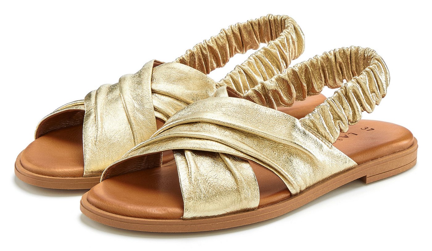 Lascana Sandalette, Sommerschuh, offener Schuh, Pantolette Sandale aus Leder mit elastischen Riemchen