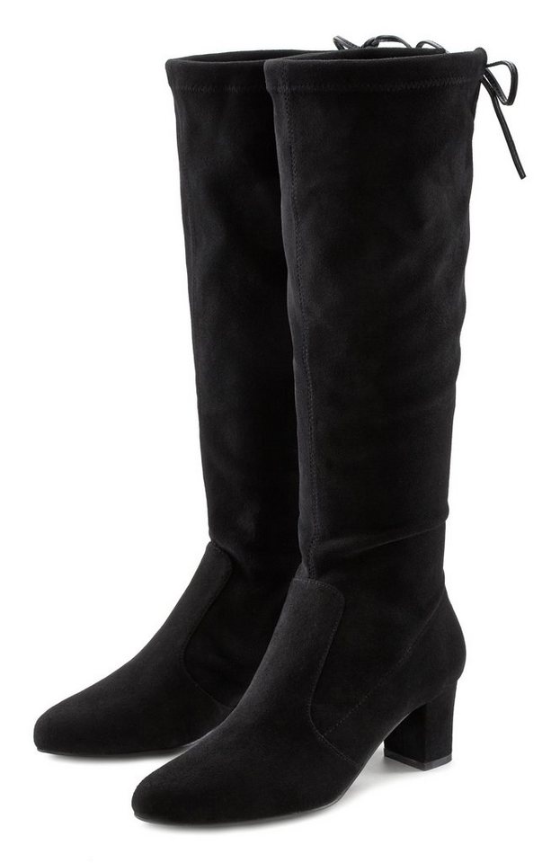 Lascana Schlupfstiefel Schlupfboots, Slouchy Boots, Slip-On, Stretch & Blockabsatz