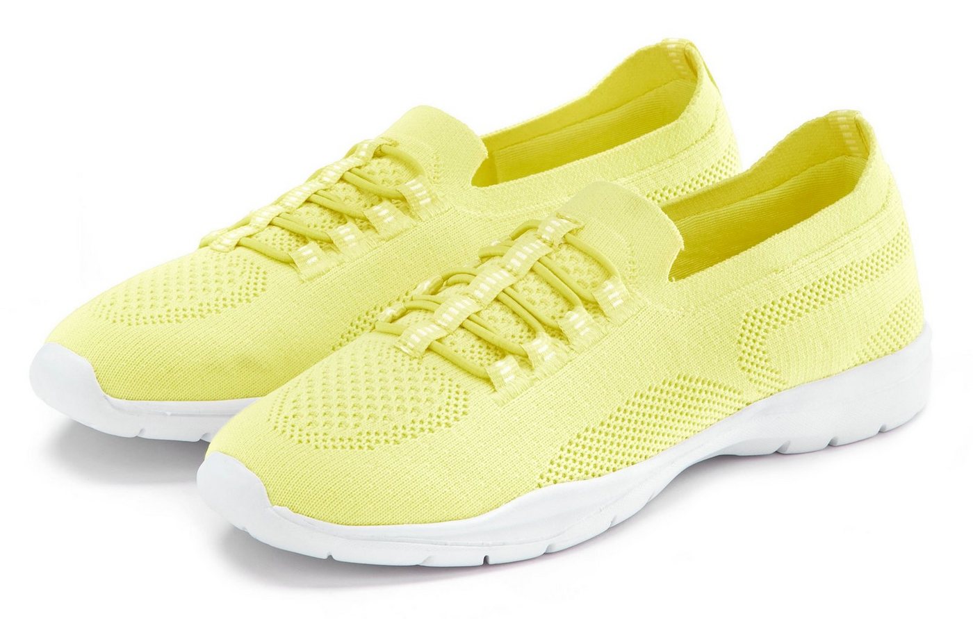 Lascana Slipper, Halbschuh, leichtes Meshmaterial, Sneaker runde Schuhspitze, mit Gummizug, herausnehmbare Innensohle (gelb)