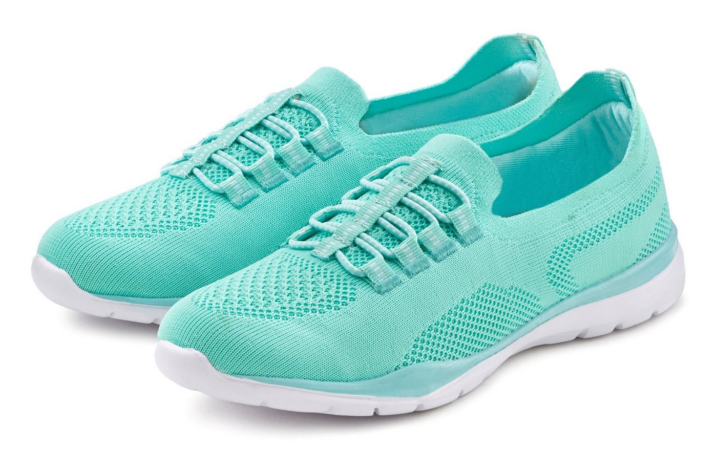 Lascana Slipper, Halbschuh, leichtes Meshmaterial, Sneaker runde Schuhspitze, mit Gummizug, herausnehmbare Innensohle (grün)