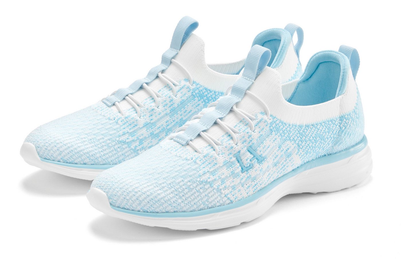 Lascana Slipper, Halbschuh, Sneaker bequem zum Reinschlüpfen mit elastischen Schnürbändern Unisex VEGAN (blau)