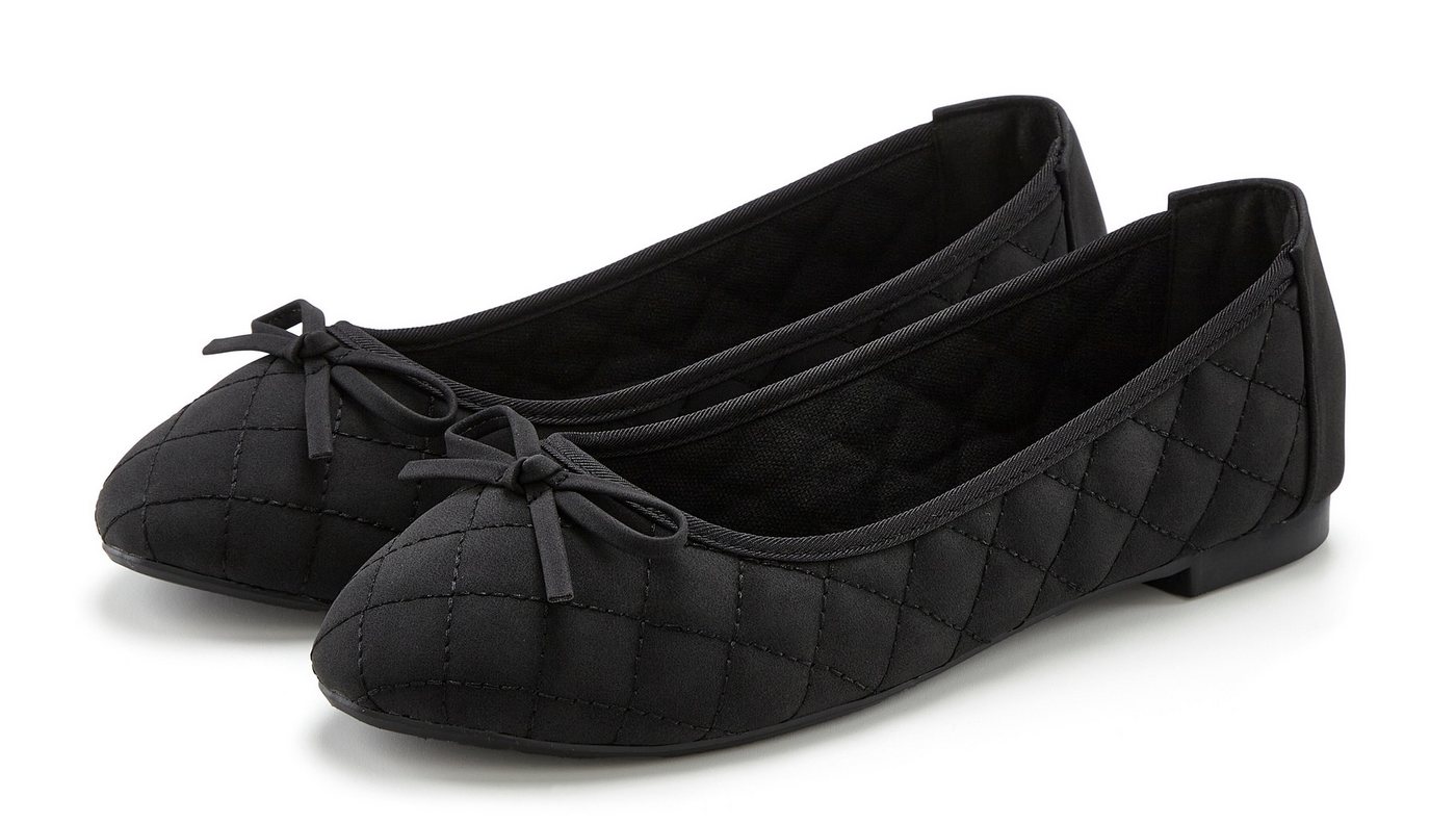 Lascana Slipper, Schlüpfschuh Ballerina mit Schleifenapplikation VEGAN