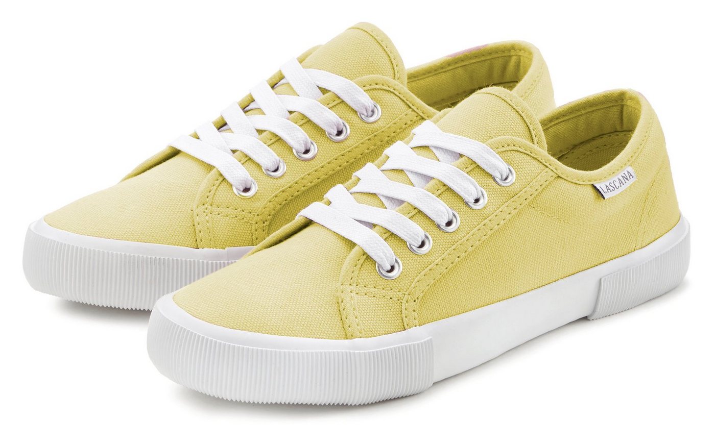 Lascana Sneaker aus Textil, Schnürhalbschuh, Freizeitschuh, Turnschuh (gelb)