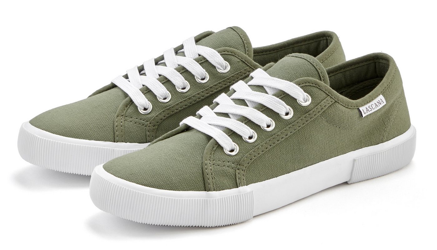 Lascana Sneaker aus Textil, Schnürhalbschuh, Freizeitschuh, Turnschuh (grün)