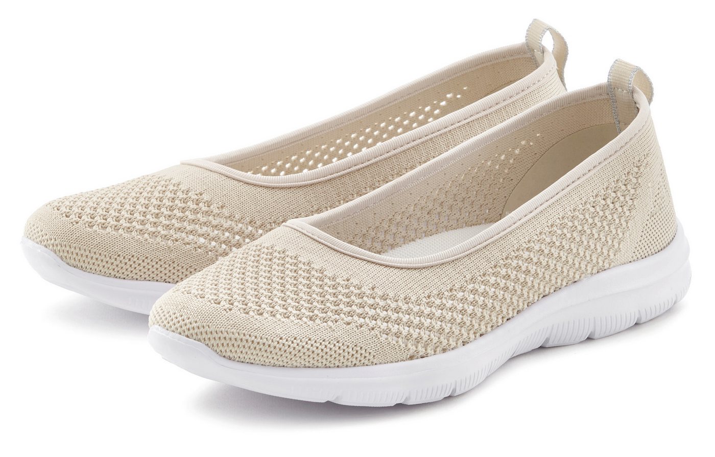 Lascana Sneaker Ballerinas ultraleichter Slipper, Freizeitschuh zum Reinschlüpfen VEGAN (beige)