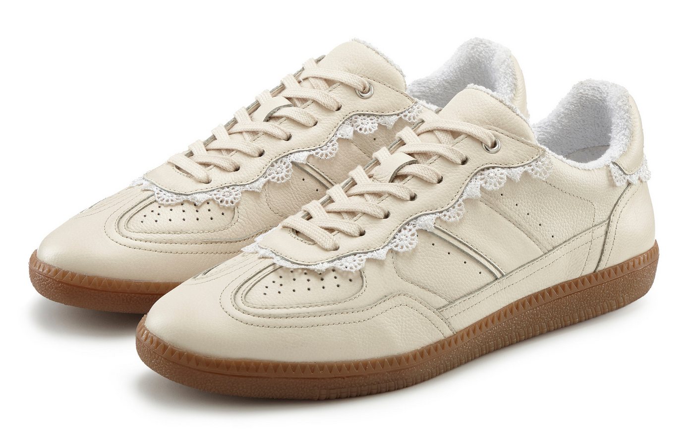 Lascana Sneaker Freizeitschuh, Halbschuh aus Leder mit Spitzen Details