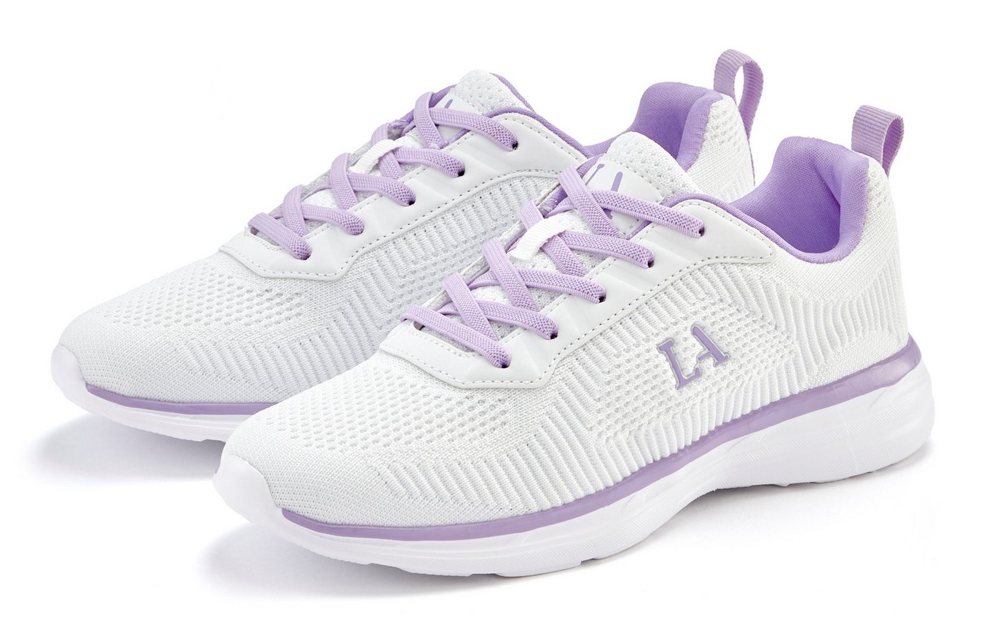Lascana Sneaker Freizeitschuh, Halbschuh im sportiven Look VEGAN (lila/weiß)