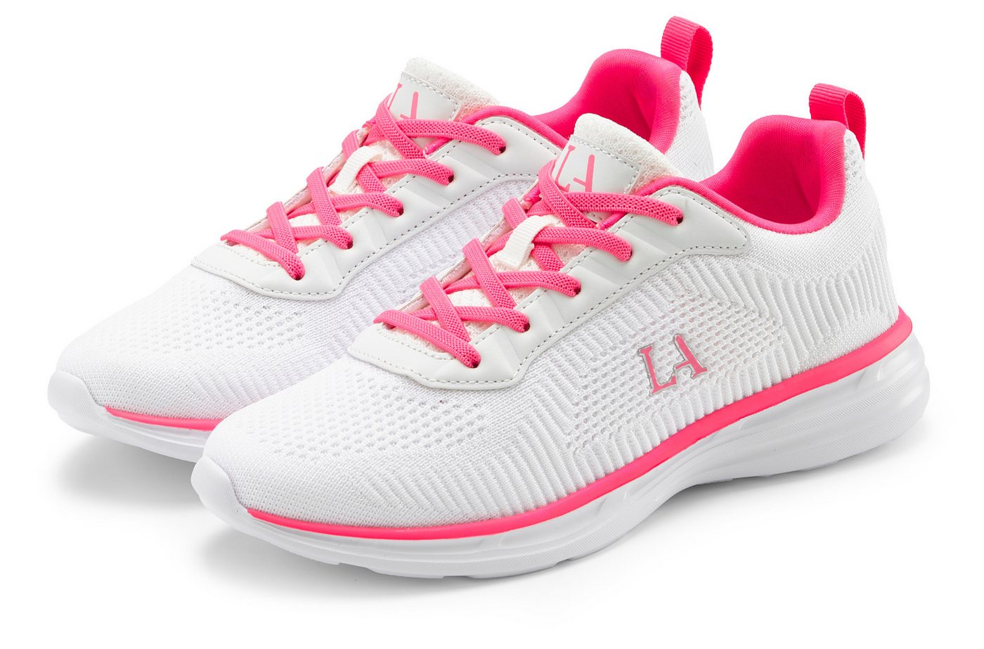 Lascana Turnschuhe, Sneaker Freizeitschuh, Halbschuh im sportiven Look VEGAN (weiß/rosa)