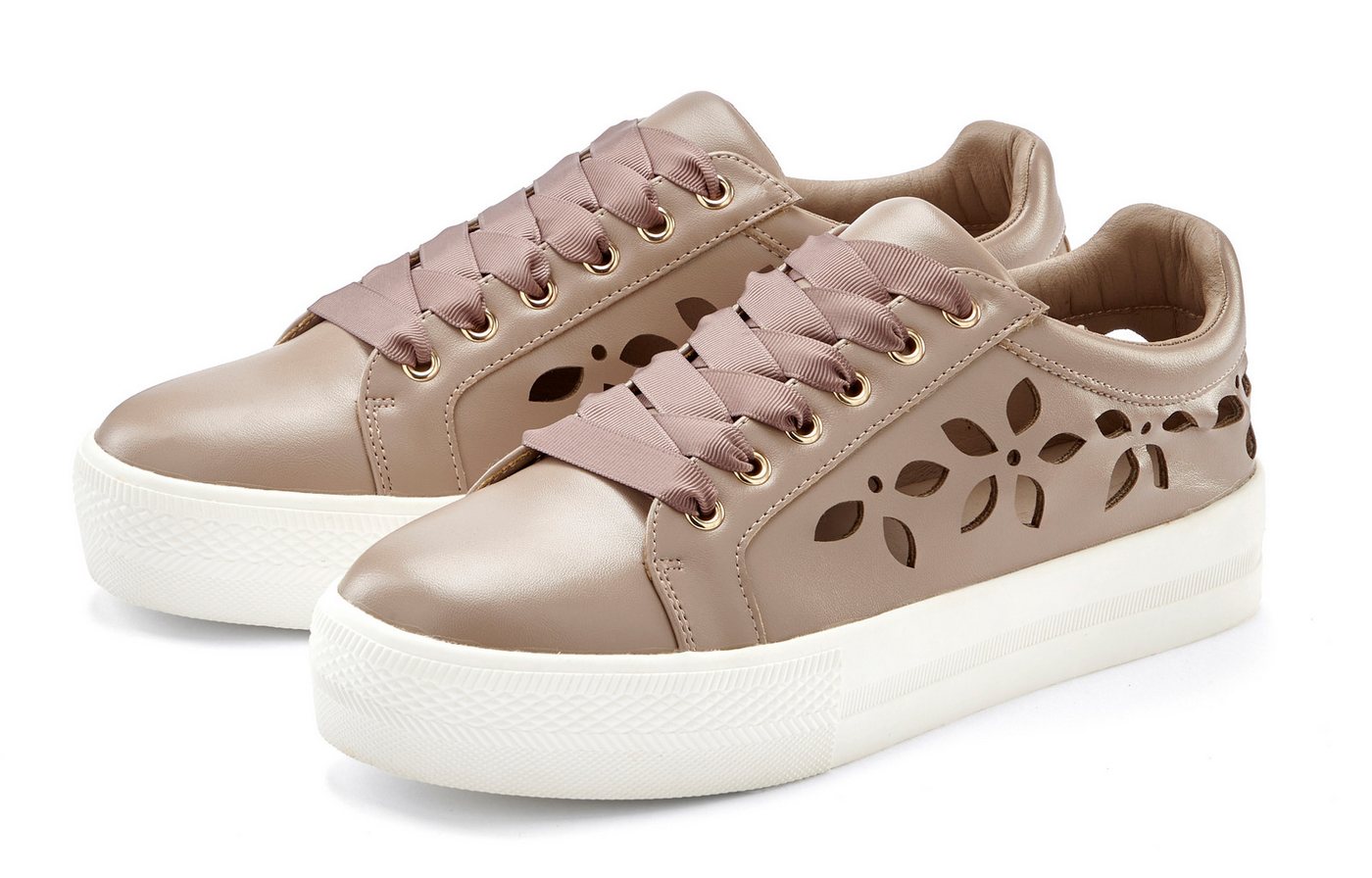 Lascana Sneaker mit kleinen Cut-Outs, Schnürhalbschuhe, Freizeitschuhe VEGAN