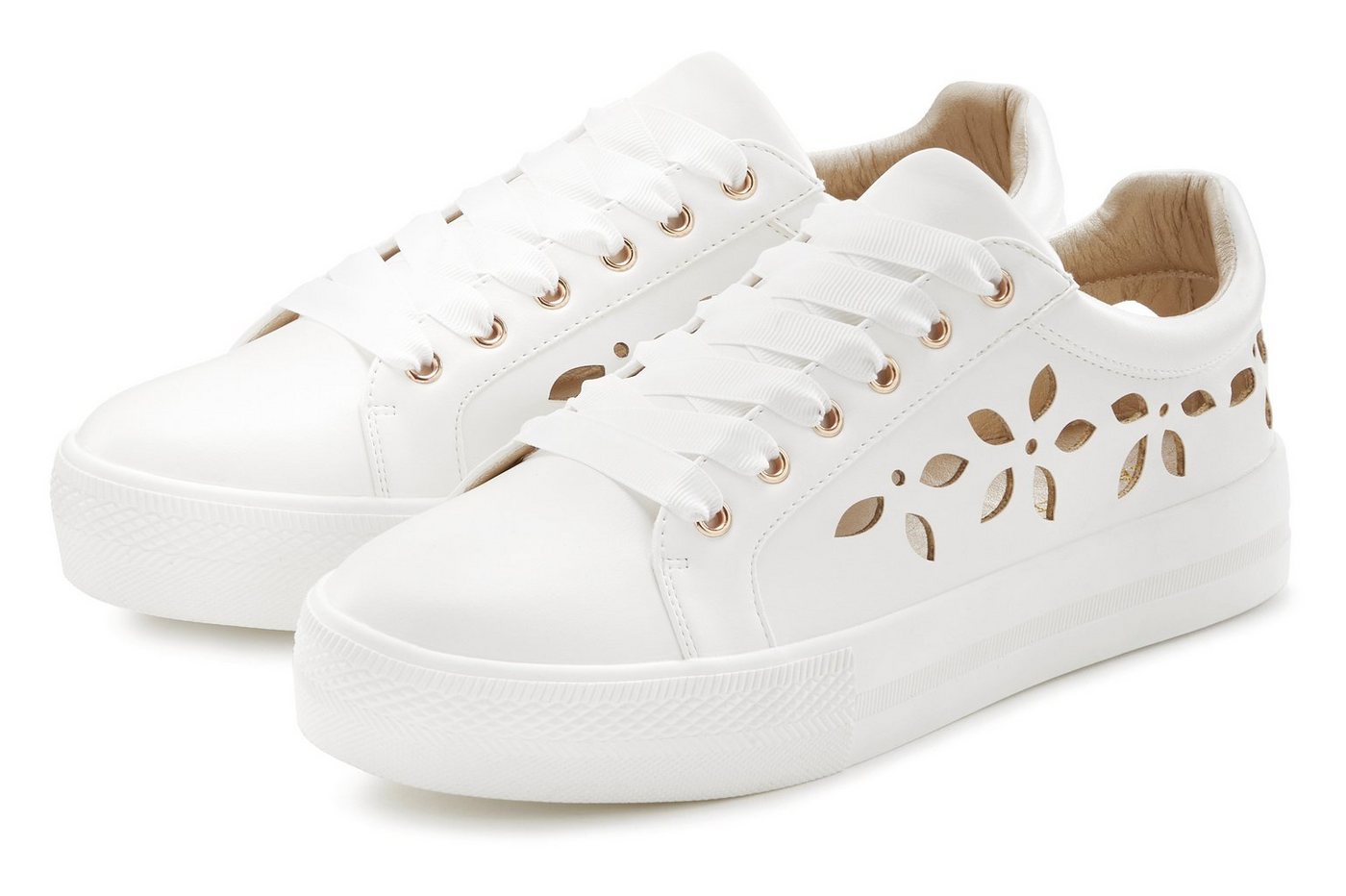 Lascana Sneaker mit kleinen Cut-Outs, Schnürhalbschuhe, Freizeitschuhe VEGAN