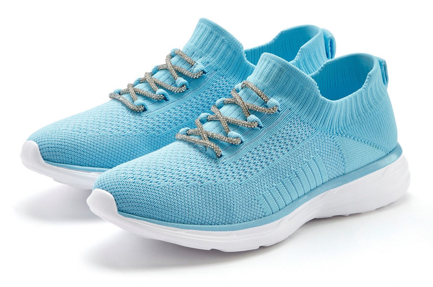 Lascana Sneaker mit modischer Glitzerschnürung VEGAN (blau)
