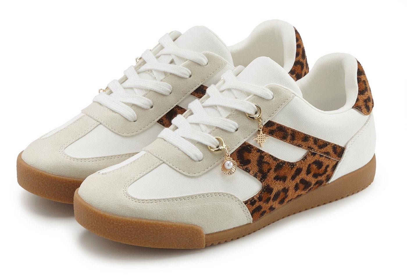 Lascana Sneaker Schnürhalbschuh, Freizeitschuh mit abnehmbaren Schmucksteinen VEGAN