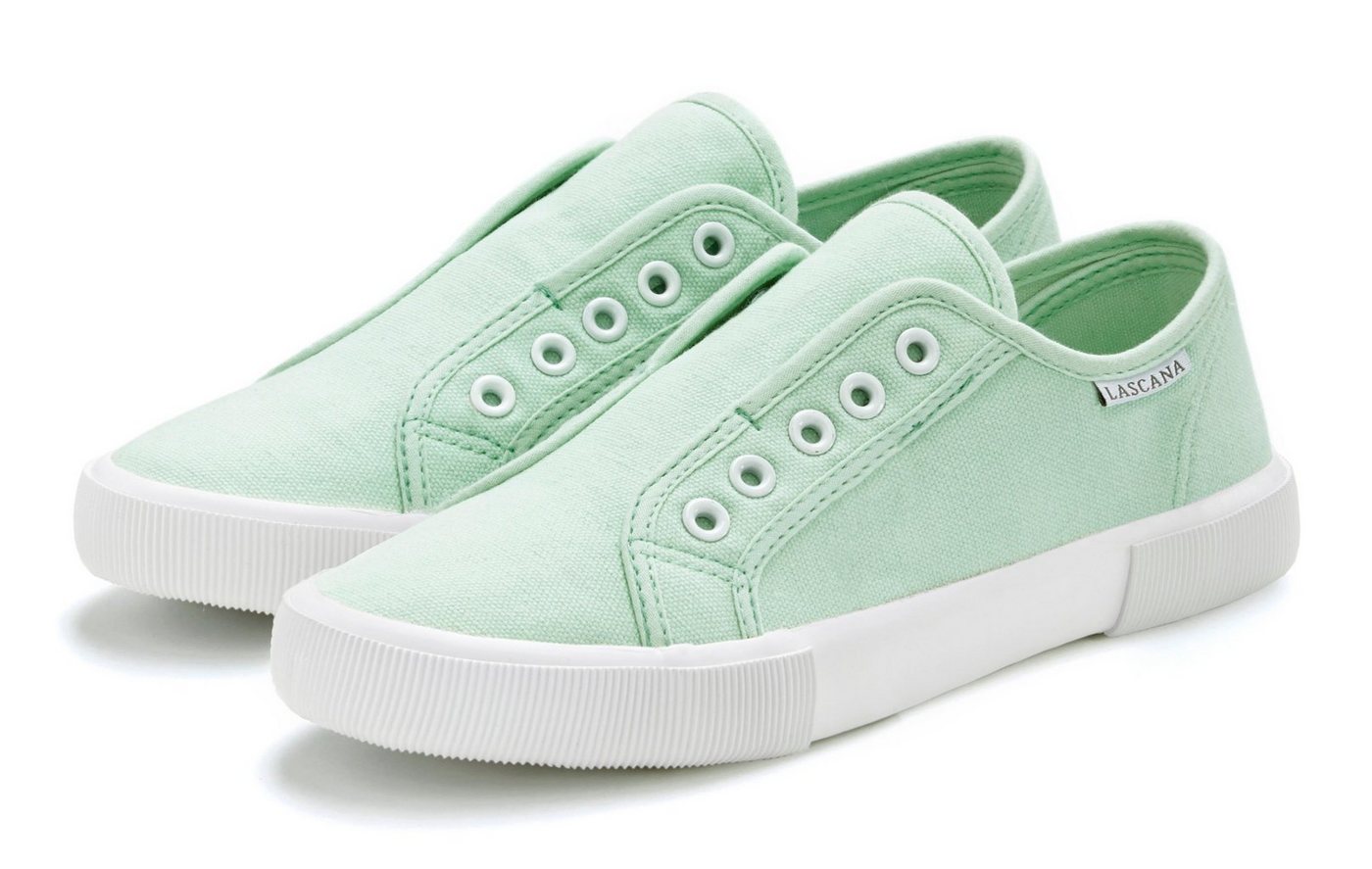 Lascana Slip-On-Sneaker, Sneaker Slipper, Halbschuh bequem zum Reinschlüpfen VEGAN (blau)