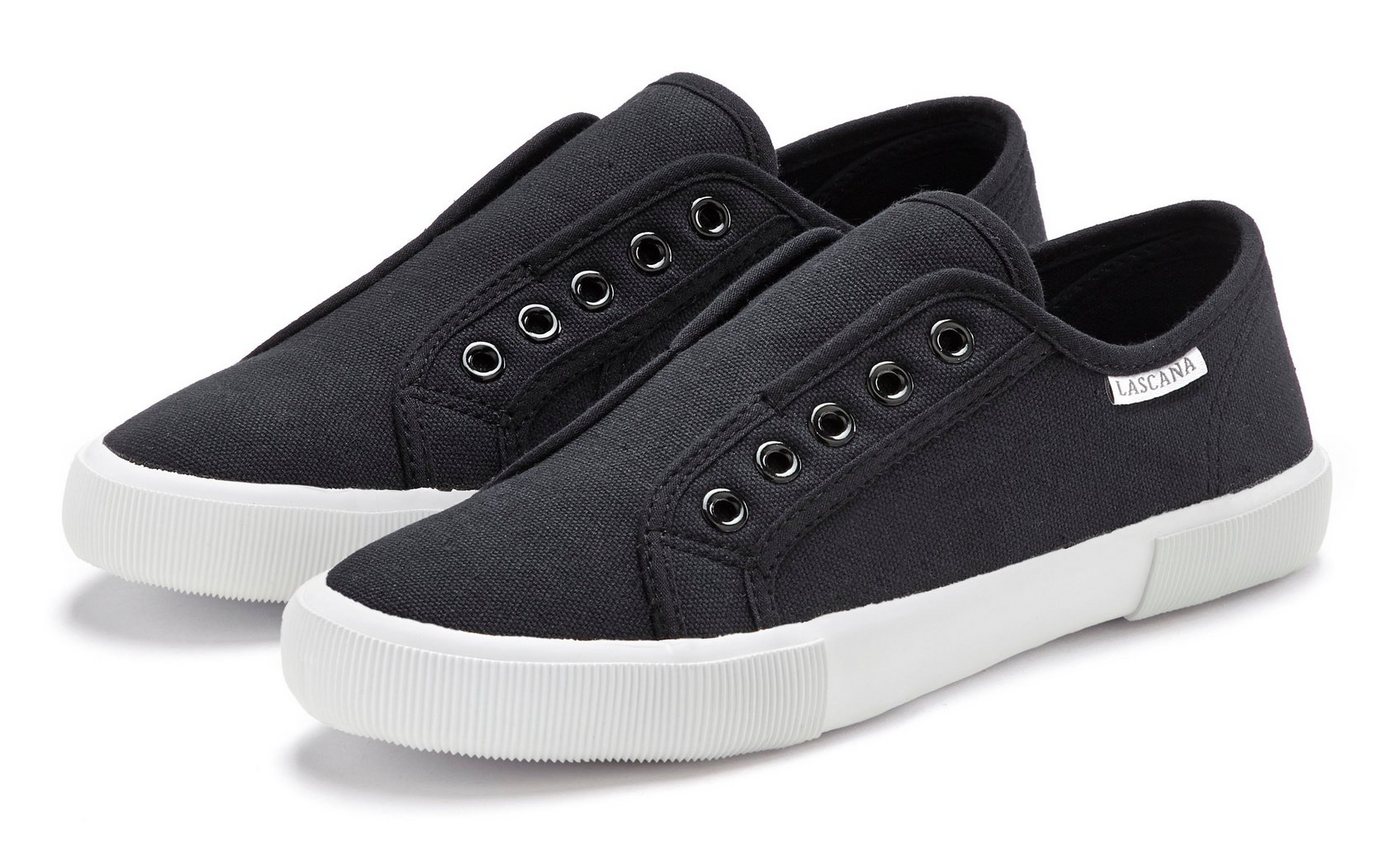 Lascana Sneaker Slipper, Halbschuh bequem zum Reinschlüpfen VEGAN (schwarz)