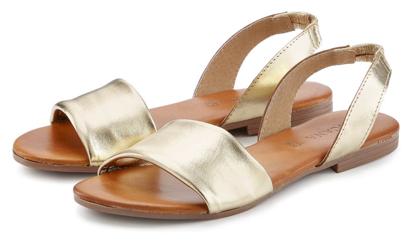 Lascana Sommerschuh, offener Schuh, Mule, Pantolette Sandale NEU aus Leder mit elastischem Riemchen
