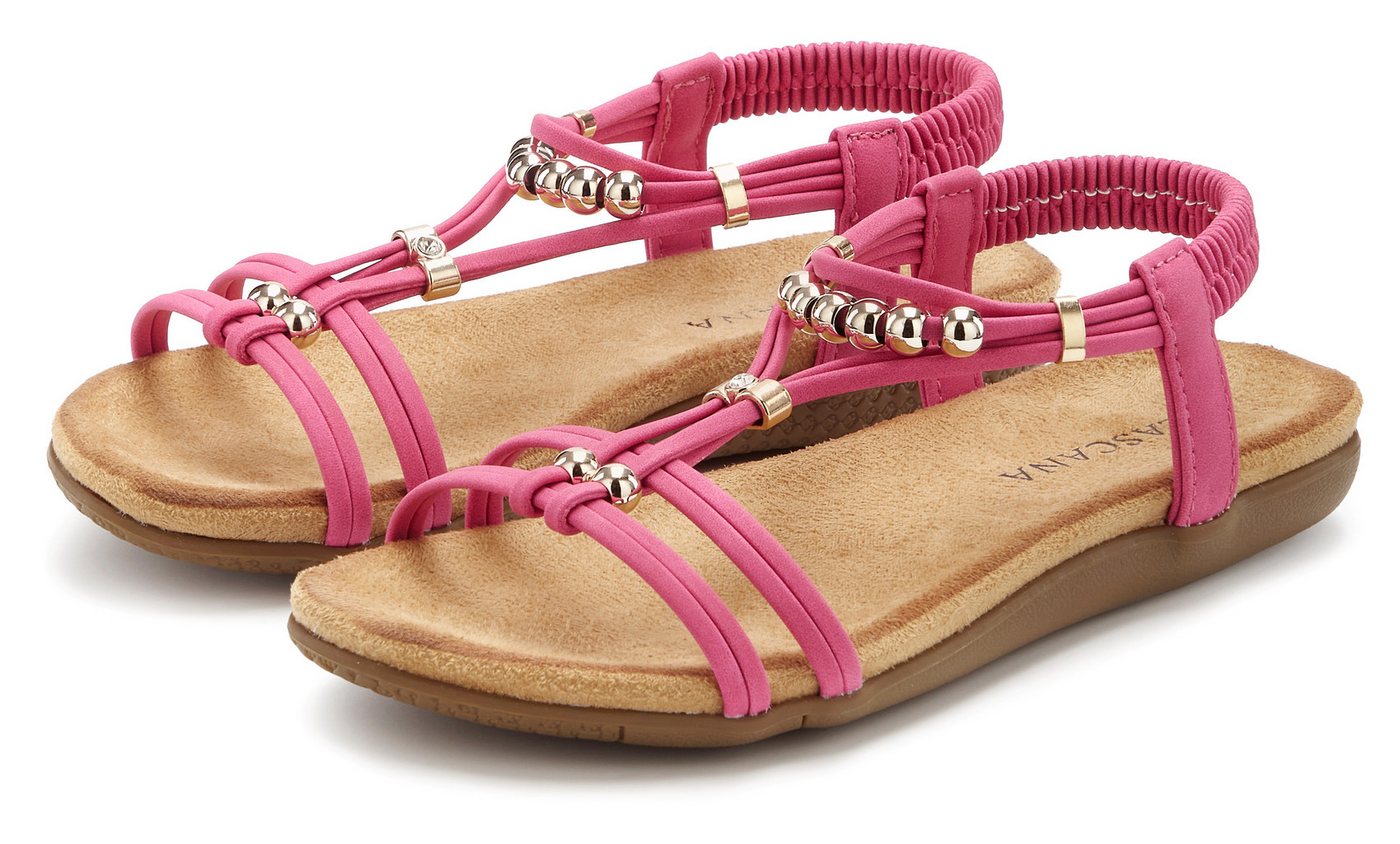 Lascana Sommerschuh, offener Schuh, Sandale NEU mit elastischen Riemchen und kleinen Perlenelementen VEGAN (rosa)