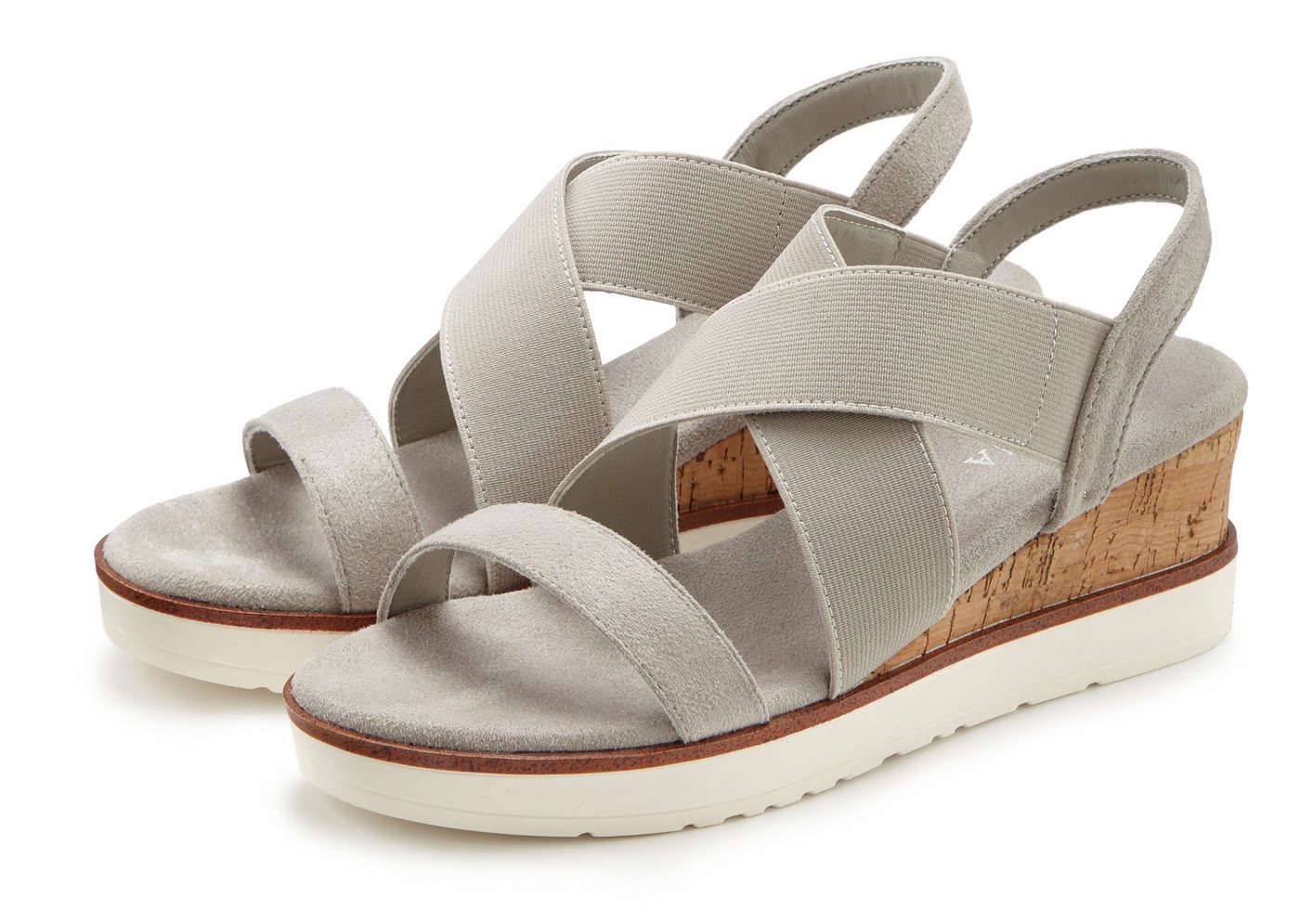 Lascana Sommerschuh, offener Schuh, Sandale, Keilsandalette, Sandalette mit elastischen Riemchen VEGAN