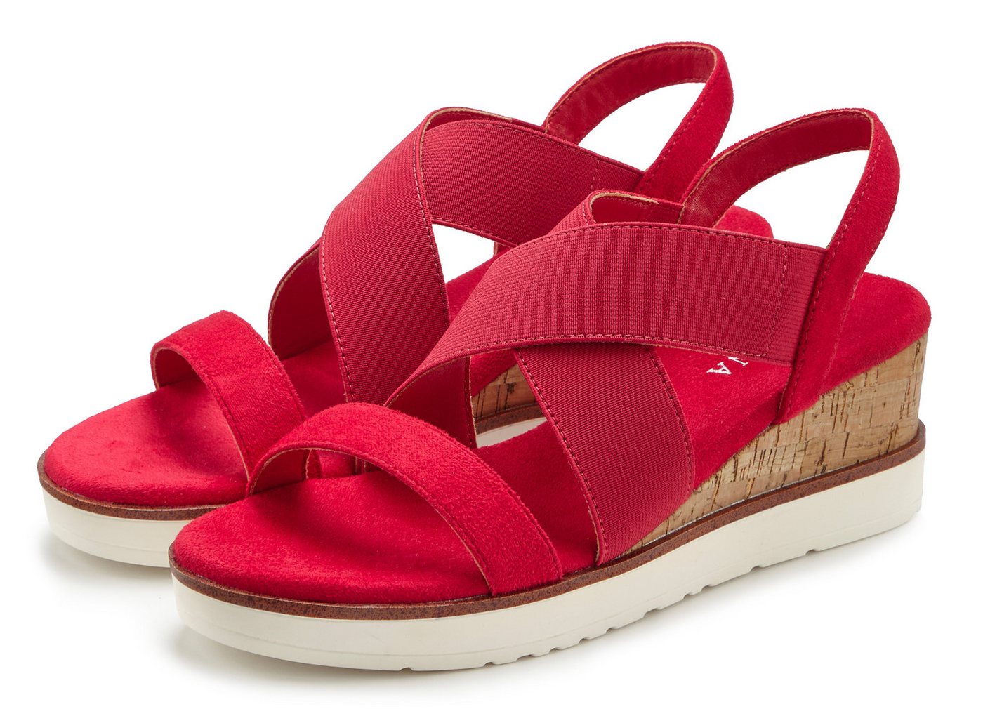 Lascana Sommerschuh, offener Schuh, Sandale, Keilsandalette, Sandalette mit elastischen Riemchen VEGAN