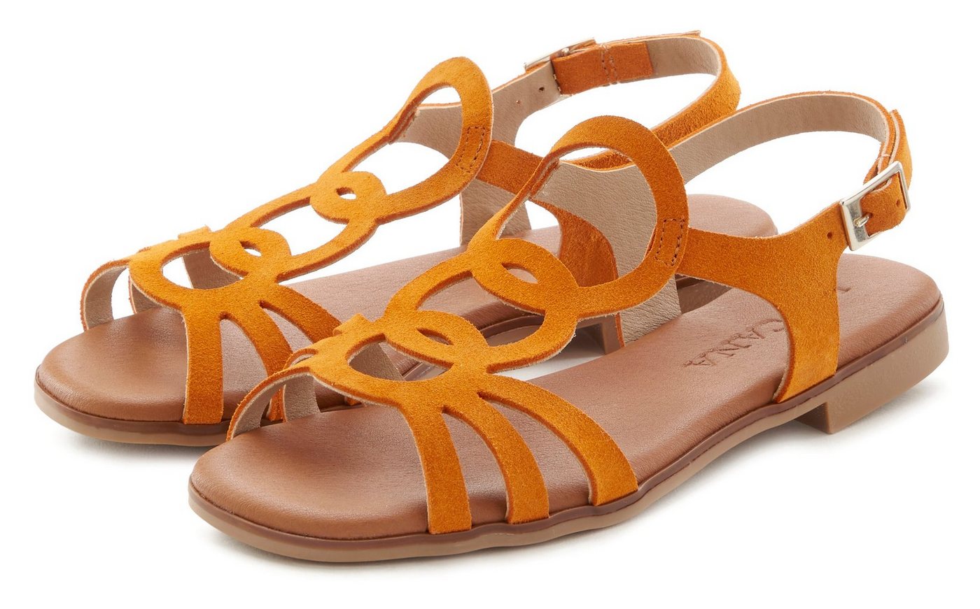 Lascana Sommerschuh Sandale aus hochwertigem Leder, Sandalette, Sommerschuh (orange)