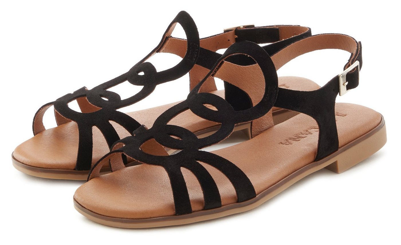 Lascana Sommerschuh Sandale aus hochwertigem Leder, Sandalette, Sommerschuh (schwarz)