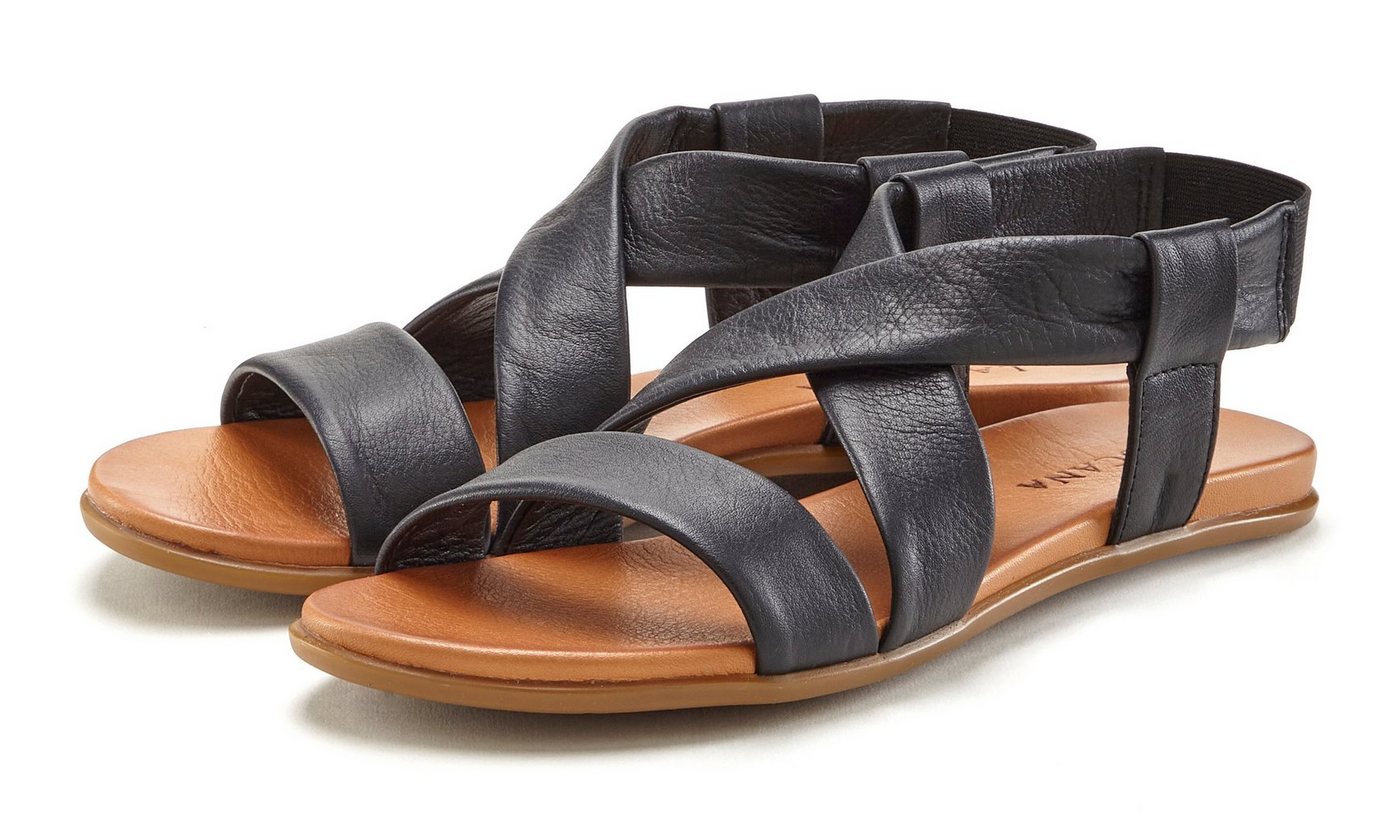 Lascana Sommerschuh Sandale aus Leder mit raffinierten Riemchen, Sandalette, Sommerschuh (schwarz)