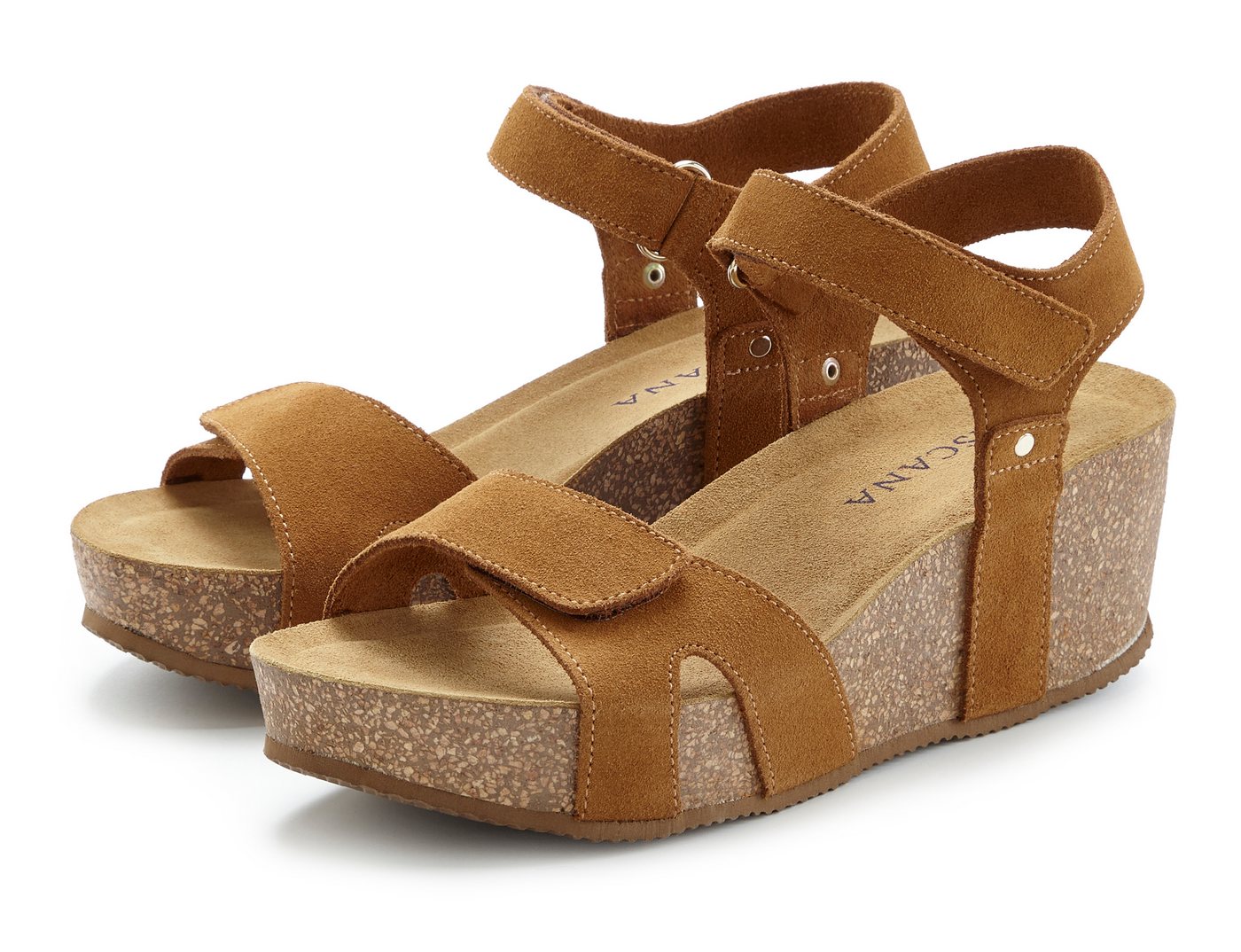 Lascana Sommerschuh, Sandale, offener Schuh, Keilsandalette, Sandalette aus Leder mit komfortablem Keilabsatz