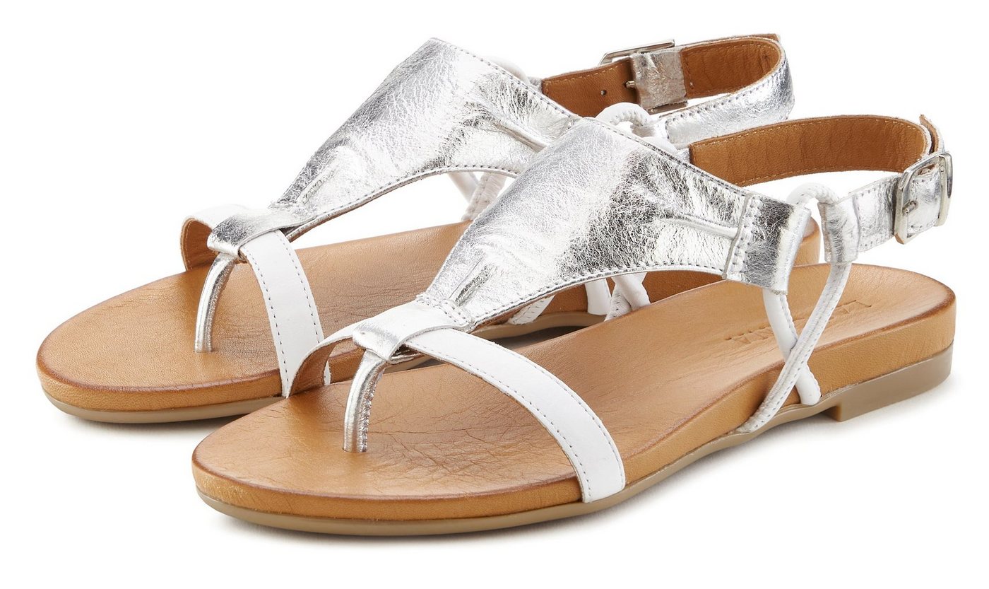 Lascana Sommerschuh Sandale Sandalette, Sommerschuh aus hochwertigem Leder mit Metallic Optik