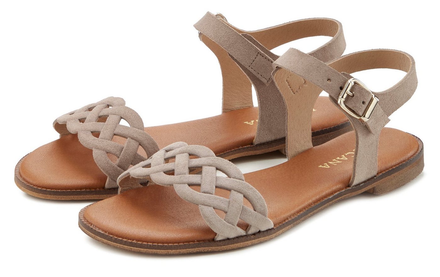 Lascana Sommerschuh Sandale Sandalette, Sommerschuh aus Leder mit Cut-Outs und weicher Innensohle