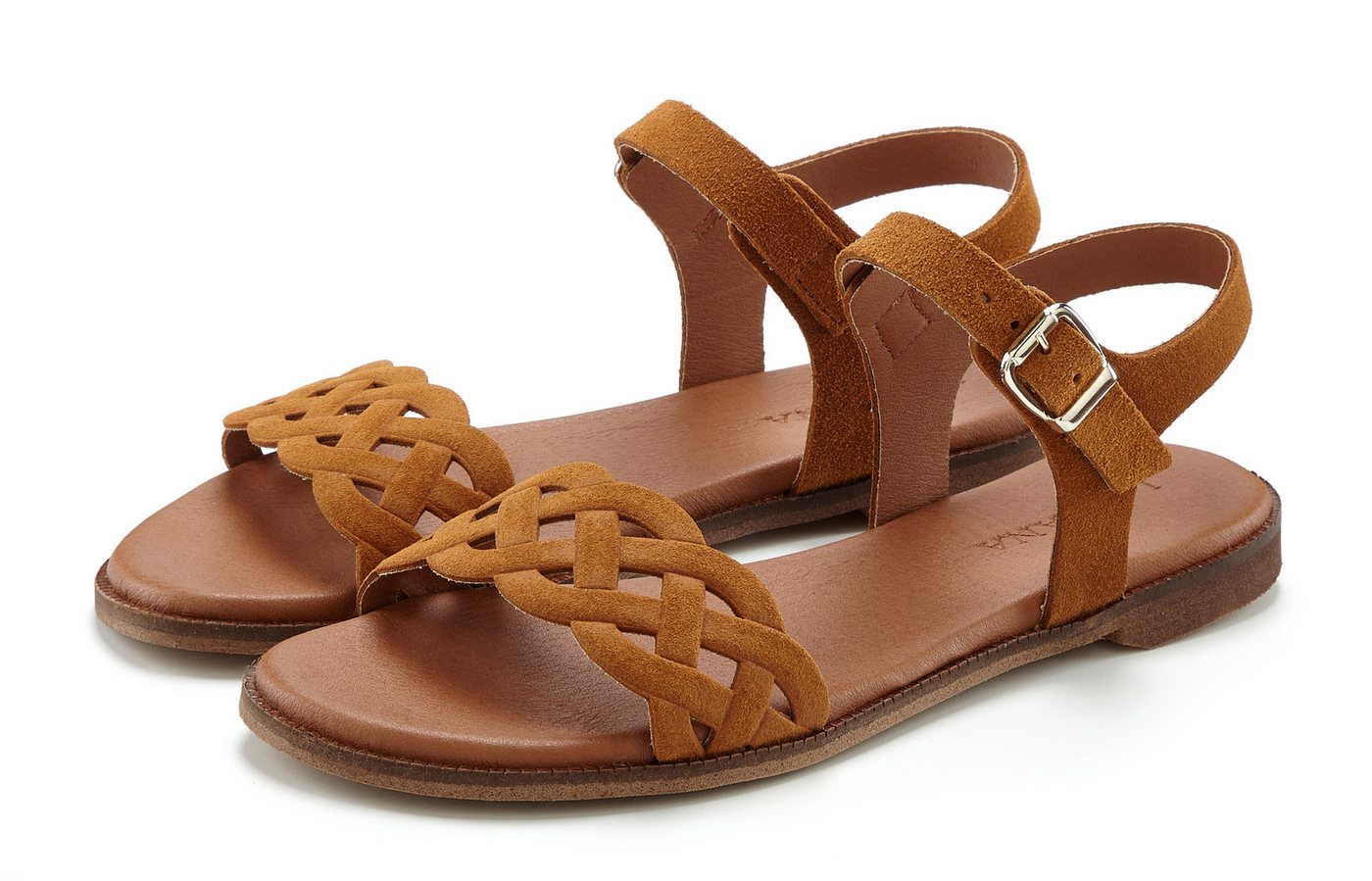 Lascana Sommerschuh Sandale Sandalette, Sommerschuh aus Leder mit Cut-Outs und weicher Innensohle